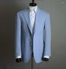 Herrenanzüge Modehellhimmelblaue Männer 2 PCs Jacke Hose Hochzeit Tuxedos Terno Maskulino Bräutigam Prom Slim Fit Blazer Custom Made Made