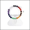 Brins de Perles 7 Chakra Reiki Transbordement Pierre Naturelle Guardianyoga Améthyste Agate Oeil de Tigre Vert Or Noir Onyx Cristal D'été Dhoxb