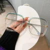 Okulary przeciwsłoneczne ramy Unikalne szklanki kwadratowe z podwójnym kolorem lamparta dla kobiet mody mody oversize'owe anty-bliskie odcienie komputerowe