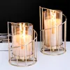 Golden Iron Candle Holder European Geometric Candlestick Romantic Crystal Candles Cup Home Decoration Table Decoration 20220827 D3