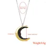 Hangende kettingen Gotische gekleurde zirkon ketting Hip Hop Crescent Accessoire sieraden voor vrouwelijke man kinderen met korte mouwen trui