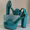strass sandalen luxe ontwerpers dames platform hiel jurk schoenen klassieke driehoek gesp gegeten enkelband 13 cm hoge hakken dames sandaal 34-43 met doos