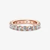 925 Sterling Silver Blue Stone Row Eternity Rings Womens Wedding Designer Jewelry Scatola originale per Pandora Anello in oro rosa Set regalo di fidanzamento