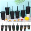 Mugs Tumblers With Sts And Lids Plastic St Cups 16Oz Reusable For Adts Kids Water Coffee Milk Smoothie Black Ameyr Drop Delivery 2021 Dhhtt