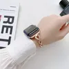 Kvinnor armband för Apple Watch Ultra Band Straps 8 49mm 7 6 SE 41mm 45mm 38mm 42 mm Lady Luxury Jewelry Metal Leather Armband för IWatch Diamond 40mm