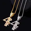 Pendant Necklaces Hip Hop 4PF Letter Crystal Necklace With 13mm Iced Out Rhinestone Cuban Link Chain For Women Men Punk Jewelry