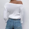 Pulls pour femmes Pulls asymétriques pour femmes Pull en tricot blanc élégant Tops courts Sexy Une épaule Slash Neck Jumpers