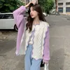 Femmes Fourrure Fausse Fourrure Cardigans Femmes Automne Simple Mode Patchwork Doux Vêtements Conception Tricoté Manteau Streetwear Élégant Ins Kpop Ulzzang Chic 220826