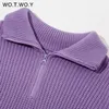 Maglioni da donna WOTWOY Autunno Inverno Ispessimento Maglione lavorato a maglia Donna Casual Cerniera Collo a polo Pullover lavorato a maglia allentato Maglione bianco femminile 220826