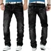 Heren jeans mannen mode casual groot formaat gebleekte gebleekte gescheurde midden taille losse straattrend rechtdoor lang