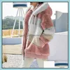 Pelliccia da donna Capispalla da donna in pelliccia sintetica 2021 NewPlush Felpe con cappuccio Giacche Autunno Inverno Tasca con cerniera calda Giacca allentata con cappuccio W Dh3Ji