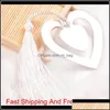 Party Favor Event Festive Supplies Home Garden Double Heart Metal Bookmarks With Tassels Baby Shower Christening Birthday Wedding Bac Dhaem