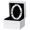 Kadınlar Düğün 925 STERLING Gümüş Bant Yüzüğü Gül Altın Kaplama Pandora CZ Diamond Petal Yüzükler İçin Orijinal Kutu