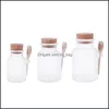 Storage Bottles Jars Scrub Bath Salt Abs Bottle Sealed Jar Wooden Spoon Soft Cork Stopper Frosted Seal Jllhhy Sinabag Drop Delivery 2 Dhlgs