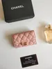Cha-nel dupe Designed Flap Wallet Card Holder Brand Wallets AS Key Chain Decoration Zipper Coin Purse with Gift box