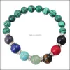 Fili di perline Regalo Joya Magnetico Ematite 8Mm Perline rotonde Braccialetti di pietra 7 Chakra Pietra preziosa Guarigione di cristallo Reiki Gioielli da donna Ban Dhias