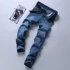 Heren jeans lente herfst herfst smart jeans zakelijke mode rechte gewone blauw stretch denim broek klassieke mannen plus maat 2840 220827