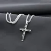 Chains Cross Jesus Christ Gold Crucifix Religious Pendant Necklace For Men Jewelry Gift