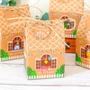 Embrulho de presente 12pcs/conjunto Kraft Paper Box DIY Cookies Candy Bag com tags de feliz aniversário