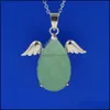 Pendanthalsband Crystal Angel Wings Water Drop Fashion Sier Plated Long Chain Halsband smycken retro unisex turkoisleverans 2021 dhxkj