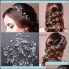 Opaski na głowę biżuteria kryształ kryształ perłowy pałąk tiara flower hEDPIELE VINE Women Bridal Hair Aessories Drop dostarczenie 2021 Bdehome dhyez