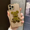 Electroplating flash powder bear Phone Cases For iPhone 14 14Pro 13 12 prevention shells