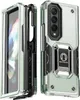 Metal Kickstand Askeri Sınıfı SPFT TPU Sabit PC ile Samsung Z kat 4 için şok geçirmez telefon kasaları yerleşik ekran koruyucusu ambışla emme tampon tasarım kapağı
