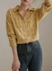 女性のブラウス2022ビンテージシャツ韓国ファッションエレガントオフィスレディチェッカー女性春夏抹茶色のトップス