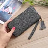 Carteiras Moda Moda Longa carteira feminina Luxo de luxo PU Lychee Padrão Lady Clutch Tassel Pingente Pingle para Bag Female Card Solter