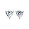 Boucles d'Oreilles Argent 925 Original Plaqué Or Blanc 18K Total 1 Carat Diamant Test Passé D Couleur Moissanite Triangle Teen Girls