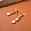 INS Style Stud Lava Baroque Natural Freshwater Pearl Asymmetric Servgs Serving