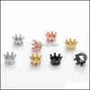 Spacer 24PCs/Los Metall CZ King Crown Spacer Perlen für Schmuck, die kubische Zirkonia -Strass -Pave -Königin -Verbindungsbefunde herstellen, Drop de Dhtot