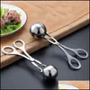 Ice Cream Tools Meatball Scoop Ball Maker Mold Stainless Steel Baller Tongs Non-Stick Meatballs Makers Cookie Scoops Kitchen Cooking Dh18M