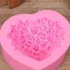 Altre arti e mestieri Stampo per sapone in silicone a forma di cuore Fiore Stampo per zucchero rosa Stampo per sapone fondente fai da te Stampo in forma 3D Strumenti per decorare torte fatte a mano 20220826 E3