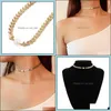 Pendant Necklaces Women Simple Delicate Gold Layered Chokers Handmade Chain Necklace With Artificial Pearl Wholesale Drop Delivery 20 Dhkwu