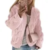 Tricots pour femmes à manches longues point ouvert fil grossier épaissi pull Cardigan femmes couleur unie automne hiver torsion tricoté manteau vêtements d'extérieur