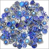 Other Wholesale 18Mm Snap Button Jewelry Components Color Rhinestone Flower Metal Snaps Buttons Fit Diy Bracelet Necklace Noosa B102 Dhqgs