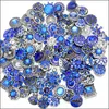 Inne hurtownie 18Mm przycisk zatrzaskowy elementy biżuterii kolor Rhinestone kwiat metalowe zatrzaski guziki Fit Diy bransoletka naszyjnik Noosa B102 Dhqgs