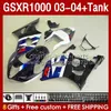 Carene blu stock blk Kit serbatoio per SUZUKI GSXR-1000 K 3 GSXR 1000 CC K3 03-04 Corpo stampo ad iniezione 147No.107 GSX-R1000 1000CC GSXR1000 2003 2004 GSX R1000 03 04 Carenatura OEM