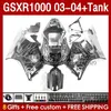 OEM Fairings-kit voor Suzuki GSXR 1000 CC K3 GSXR-1000 2003-04 Carrosserie 147No.216 GSX-R1000 1000cc GSXR1000 03 04 GSX R1000 2003 2004 Instagie Mold Gray Flames