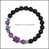 Perles Brins Sier Main Mauvais Œil Guérison Cristal Pyramide Perles Bracelets Pour Femmes Hommes Reiki Énergie Positive Pierre Précieuse Bracelet Chakra Dhhme