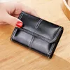 Kaarthouders Vintage Oil Wax Pu Leather Multi-Card Slots Organ Buckle Holder Wallet Mini Small Business Damesmunt Portemonnees