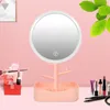 Makeup Brushes Cosmetic Mirror LED Vanity Cabinet Light Desktop Natural Fill Mirrors With Storage Box