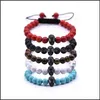 Brins de perles bracelet réglable pierre de lave diffuseur d'huile essentielle corde tressée yoga hommes et femmes livraison directe 2021 bijoux soutien-gorge Dhfbm