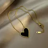 Pendentif Colliers Noir Coeur Titane Acier Collier Lumière De Luxe Sombre Style Clavicule Chaîne Gothique Or 18k Pour Les Femmes Sexy Bijoux Cadeau