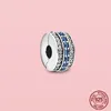 925 Silver bead fit Charms Pandora Charm Bracelet Clip Charm Crystal Pave Flower Spacer charmes ciondoli DIY Fine Beads Jewelry