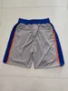 Baseball Shorts New York Gray Running Sports Clothes with Zipper Pockets Size S-XXL Mix Match Order High Quality