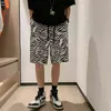 Herren-Shorts, koreanische Mode, Zebra-Muster, Shorts für Teenager, Sommerkleidung, Herren, schick, Streetwear, gerades Bein, kurze Hosen, Hawaii, lässige Shorts, T220825