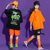 Abbigliamento da palcoscenico Costume da ballo Hip Hop per bambini Ragazzi Street Top larghi Pantaloncini Casual Ragazze Abbigliamento jazz Vestito da spettacolo Rave BL5936