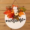 Dekorativa blommor Thanksgiving Pumpkin Kapok Decoration House Autumn Color Simulation White Wood Sign Pendant Wreath